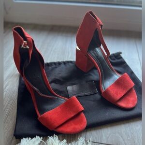 Red Alexander Wang Metal Heel Abby Cutout Sandals